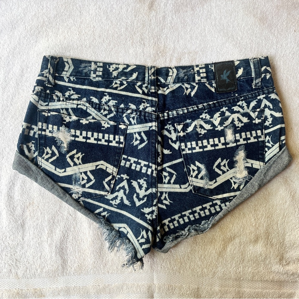 One Teaspoon Bandits Denim Jeans Shorts 27 Medium Low Rise